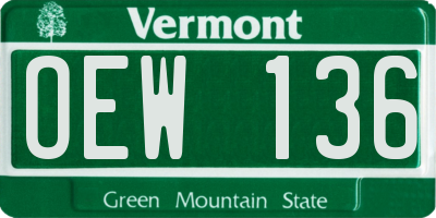 VT license plate OEW136