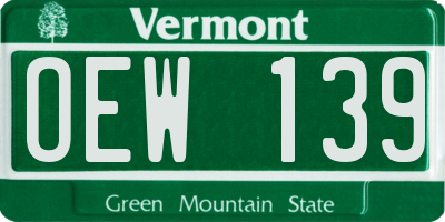 VT license plate OEW139