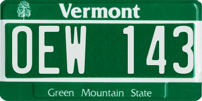 VT license plate OEW143
