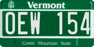 VT license plate OEW154