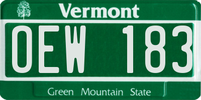 VT license plate OEW183