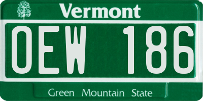 VT license plate OEW186