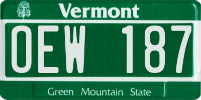 VT license plate OEW187