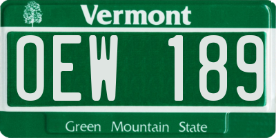 VT license plate OEW189