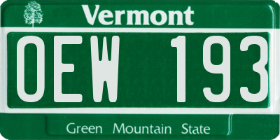 VT license plate OEW193
