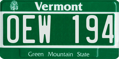 VT license plate OEW194