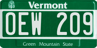 VT license plate OEW209