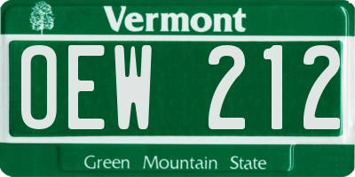 VT license plate OEW212