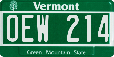 VT license plate OEW214