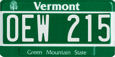 VT license plate OEW215