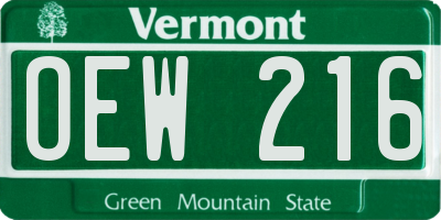 VT license plate OEW216