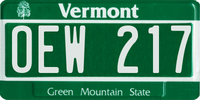 VT license plate OEW217