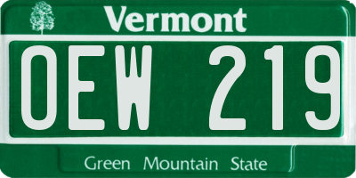VT license plate OEW219