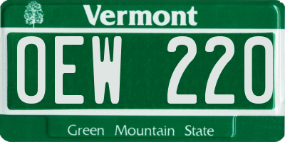 VT license plate OEW220