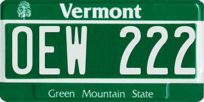 VT license plate OEW222