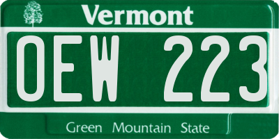 VT license plate OEW223