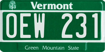 VT license plate OEW231