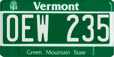VT license plate OEW235