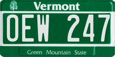 VT license plate OEW247