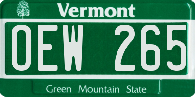 VT license plate OEW265