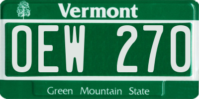 VT license plate OEW270
