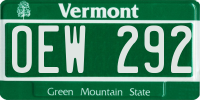 VT license plate OEW292