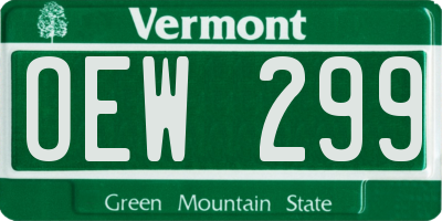 VT license plate OEW299