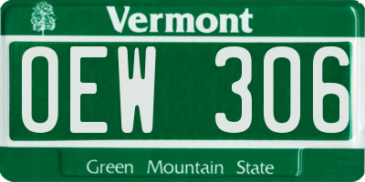 VT license plate OEW306