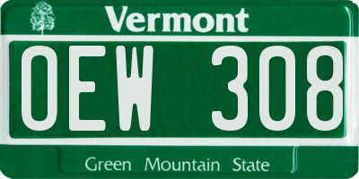 VT license plate OEW308