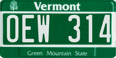 VT license plate OEW314