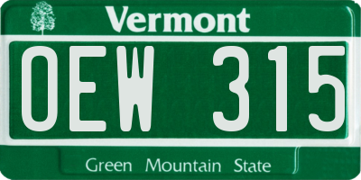 VT license plate OEW315