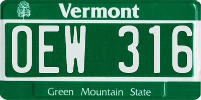 VT license plate OEW316