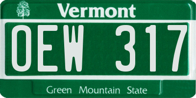 VT license plate OEW317