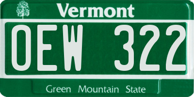 VT license plate OEW322