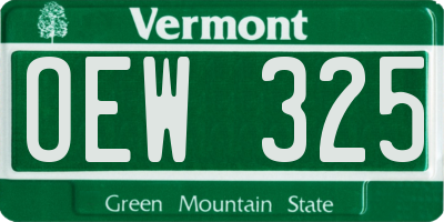 VT license plate OEW325