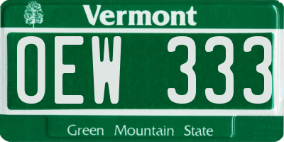 VT license plate OEW333
