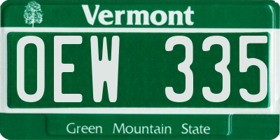 VT license plate OEW335