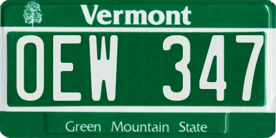 VT license plate OEW347