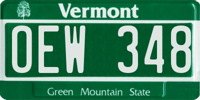 VT license plate OEW348