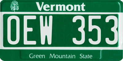 VT license plate OEW353