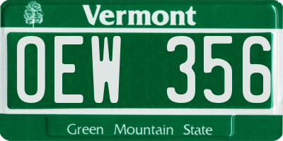 VT license plate OEW356