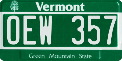 VT license plate OEW357