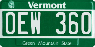 VT license plate OEW360