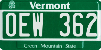 VT license plate OEW362