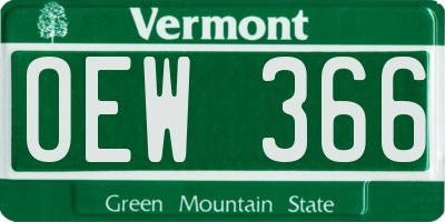 VT license plate OEW366