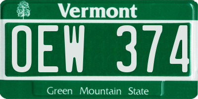 VT license plate OEW374