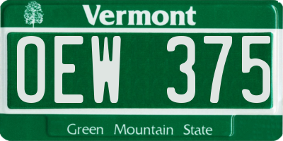 VT license plate OEW375