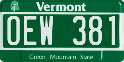 VT license plate OEW381