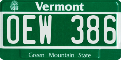VT license plate OEW386