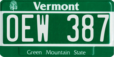 VT license plate OEW387